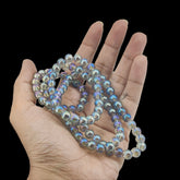 Premium Plated Glass Beads 7.5x8.5 MM (1 String, 100+ Beads) Hole:1 MM Round Rainbow Transparent  For Jewellery Making DIY Arts Crafts